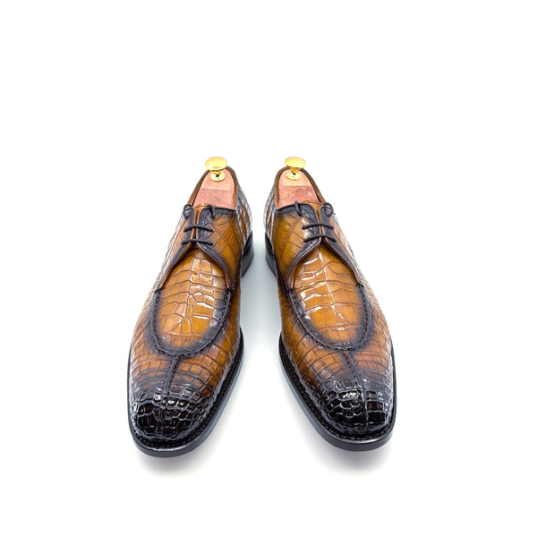 Ugo Vasare Alligator Lace-Up Oxford - Caramel