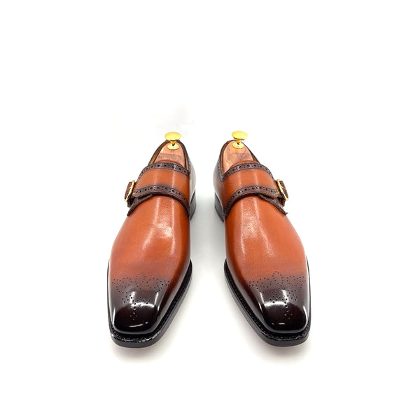 Ugo Vasare Monkstrap Calfskin Shoe - Cognac