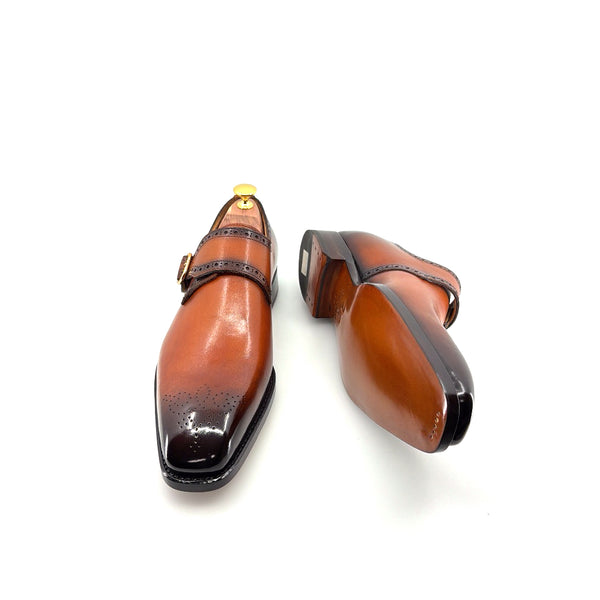 Ugo Vasare Monkstrap Calfskin Shoe - Cognac