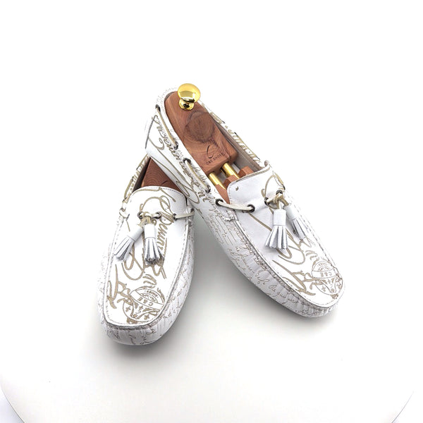 C Collection Graffiti Leather Driver - White
