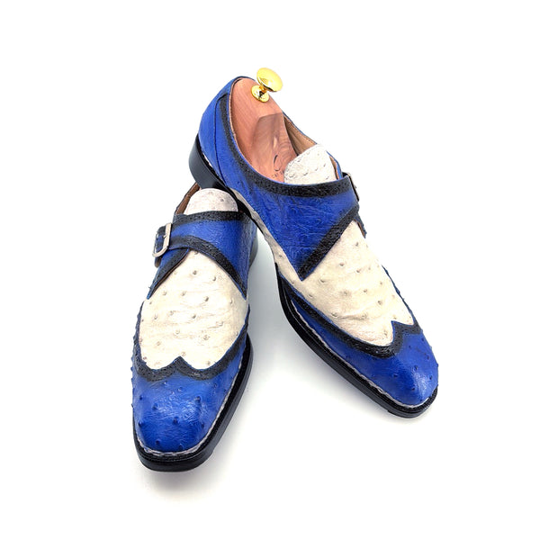 Maurice Palm Desert Ostrich Monkstrap - Blue/White