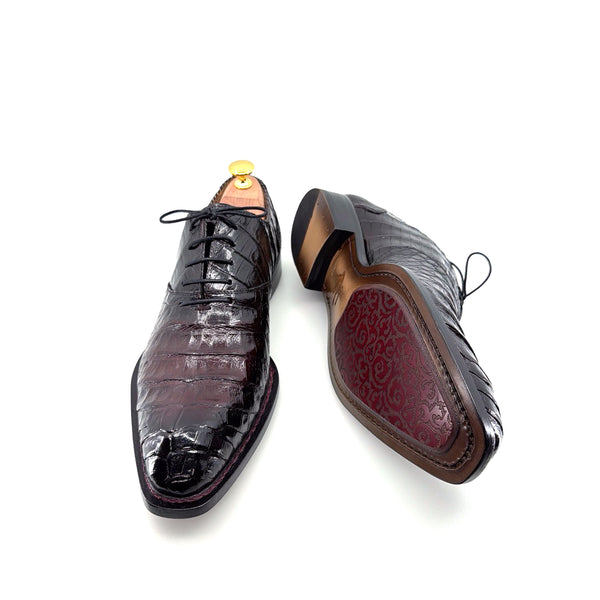 Mezlan Crocodile Oxford - Black/Burgundy