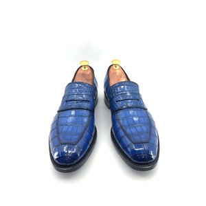 Ugo Vasare Alligator Penny Loafer - Blue