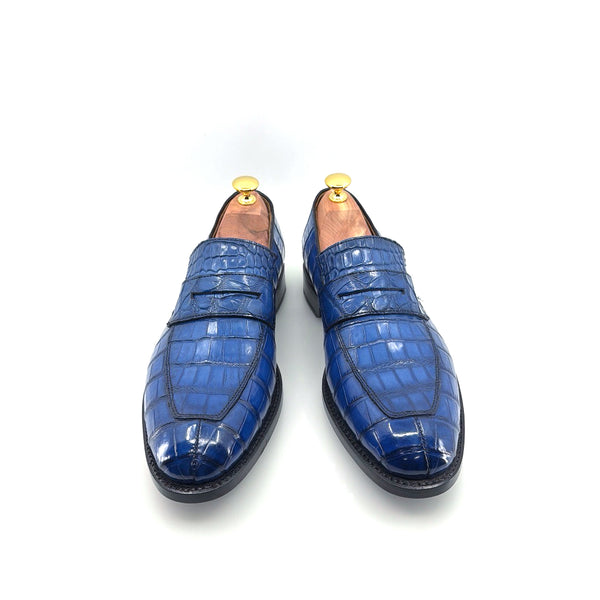 Ugo Vasare Alligator Penny Loafer - Blue