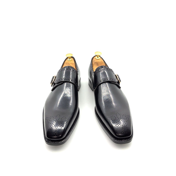 Ugo Vasare Monkstrap Calfskin Shoe - Black