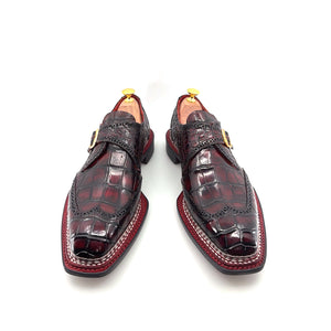 Maurice Custom Alligator Monkstrap Collab With Mr.Salvatore - Burgundy