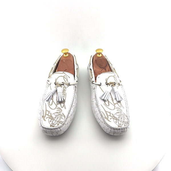 C Collection Graffiti Leather Driver - White