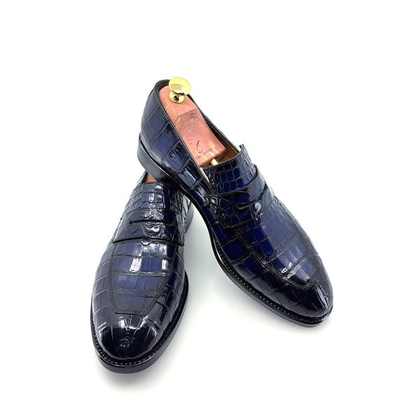 Ugo Vasare Alligator Penny Loafer - Navy