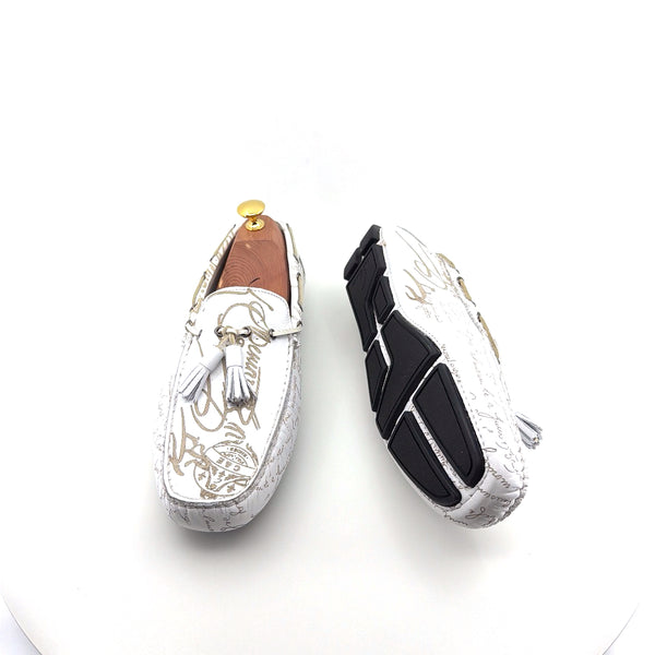 C Collection Graffiti Leather Driver - White