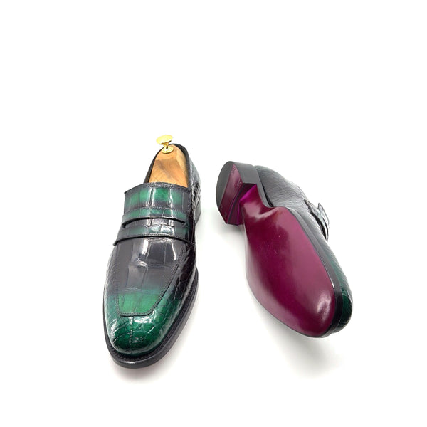 Maurice Mirage Custom Made Alligator Loafer - Green