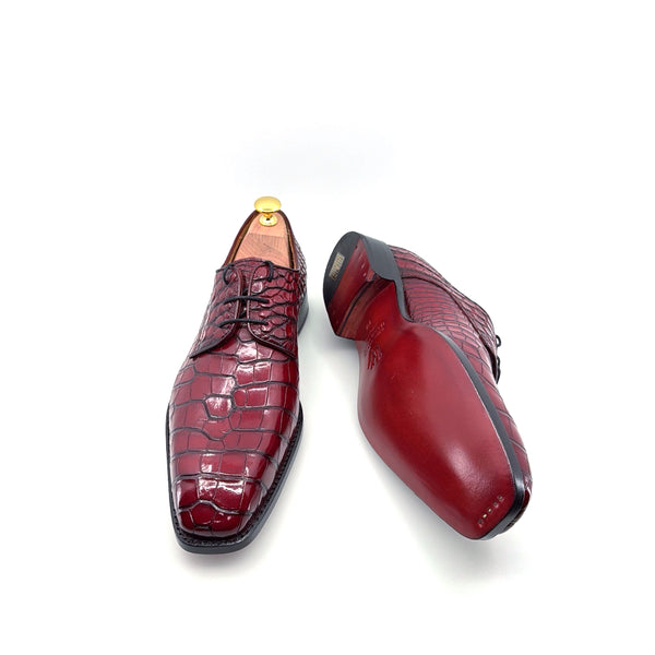 Ugo Vasare Alligator Lace-Up Shoe - Burgundy