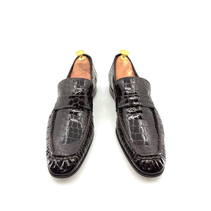 C Collection Crocodile Leather Loafer - Brown