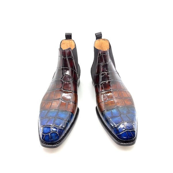 Maurice New York Custom Alligator Boot - Blue/Camel