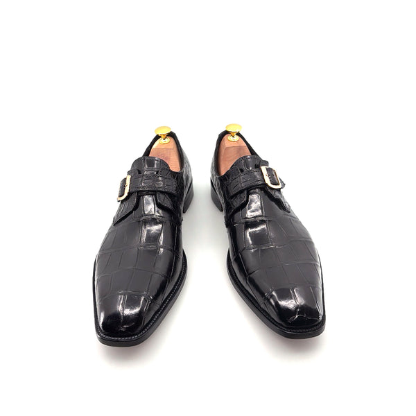 Maurice Raleigh Alligator Monkstrap Shoe - Black
