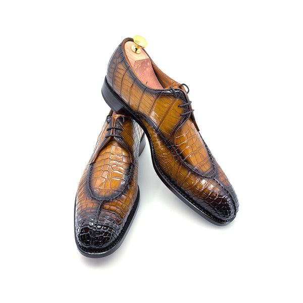 Ugo Vasare Alligator Lace-Up Oxford - Caramel