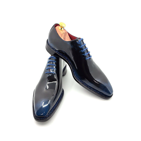 Ugo Vasare Jason Wholecut Patent Calfskin Oxford - Navy