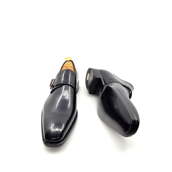 Ugo Vasare Monkstrap Calfskin Shoe - Black