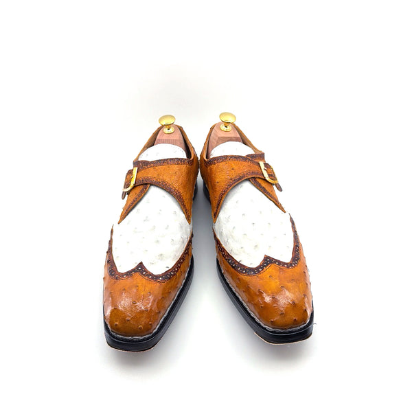 Maurice Palm Desert Ostrich Monkstrap - Camel/White