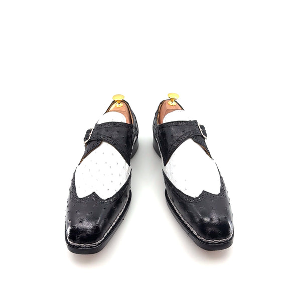 Maurice Palm Desert Custom Made Ostrich Monkstrap - Black/White