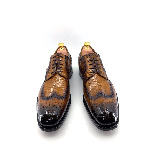 Ugo Vasare Alligator Lace-Up Oxford - Caramel