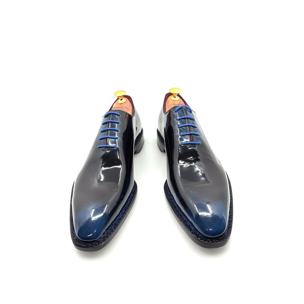 Ugo Vasare Jason Wholecut Patent Calfskin Oxford - Navy