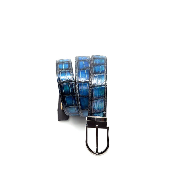 Maurice Custom Alligator Belt - Dark Blue
