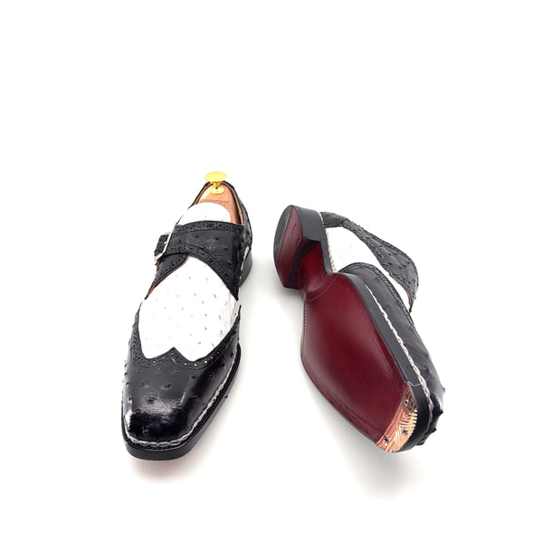 Maurice Palm Desert Custom Made Ostrich Monkstrap - Black/White