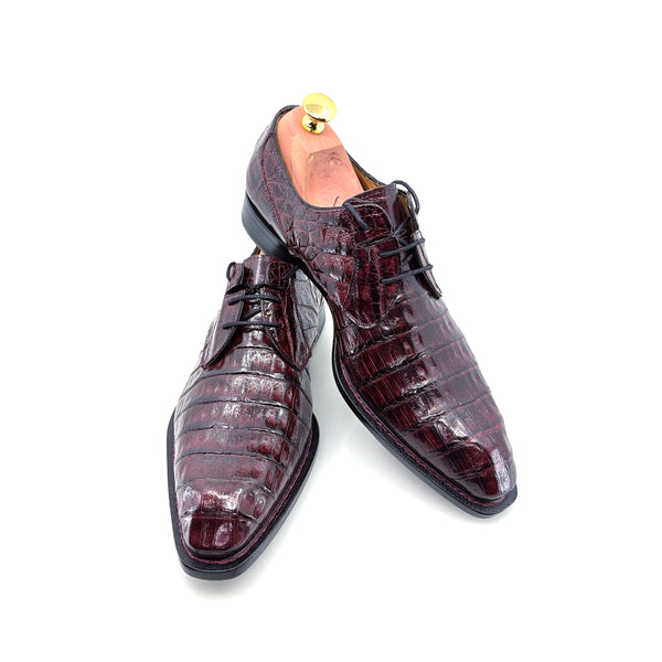 Mezlan "Cratos" Crocodile Derby Burgundy