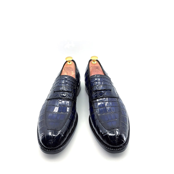 Ugo Vasare Alligator Penny Loafer - Navy