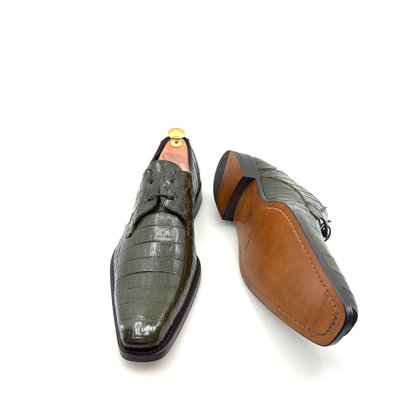 Mezlan Anderson Crocodile Oxford - Olive