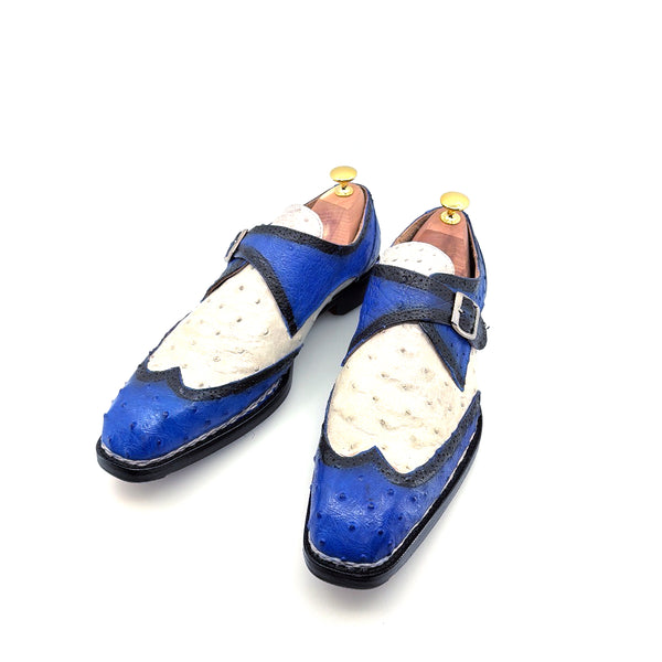 Maurice Palm Desert Ostrich Monkstrap - Blue/White