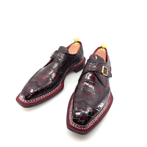 Maurice Custom Alligator Monkstrap Collab With Mr.Salvatore - Burgundy