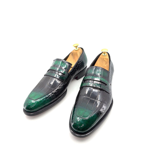 Maurice Mirage Custom Made Alligator Loafer - Green