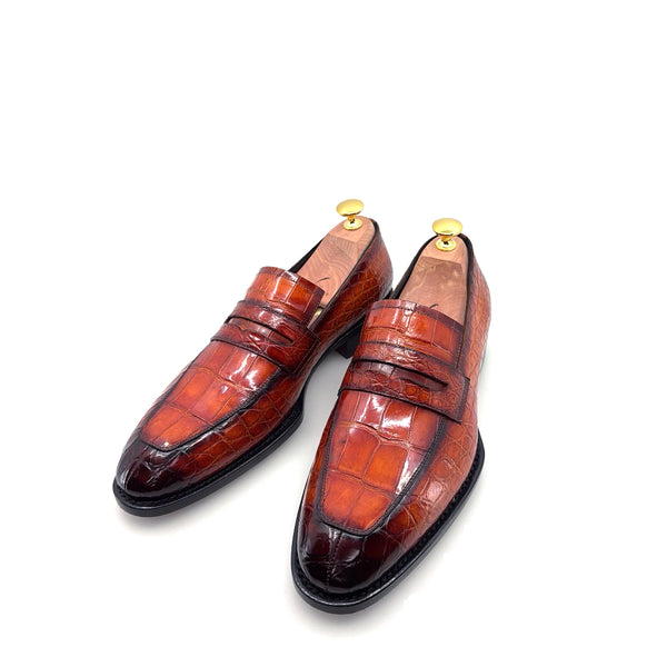 Maurice Custom Made Mirage Alligator Loafer - Cognac