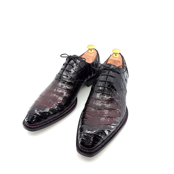 Mezlan Crocodile Oxford - Black/Burgundy