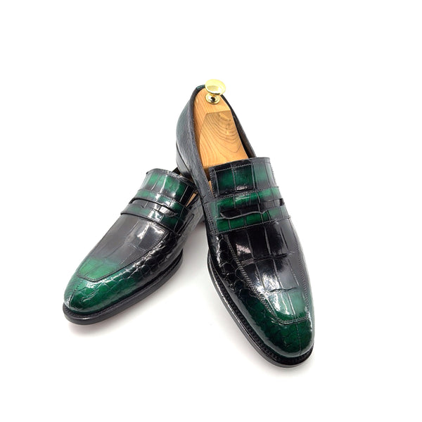 Maurice Mirage Custom Made Alligator Loafer - Green