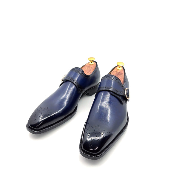 Ugo Vasare Monkstrap Calfskin Shoe - Navy