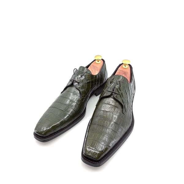 Mezlan Anderson Crocodile Oxford - Olive