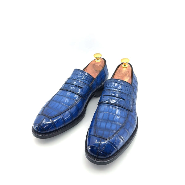 Ugo Vasare Alligator Penny Loafer - Blue