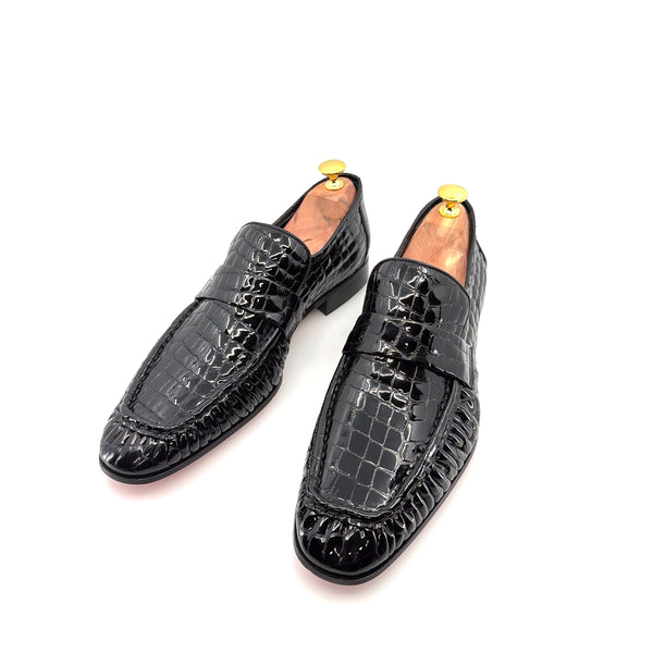 C Collection Crocodile Leather Loafer - Black
