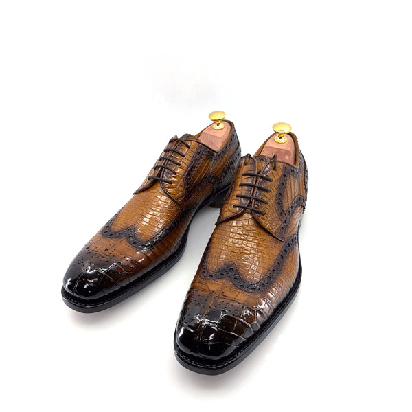Ugo Vasare Alligator Lace-Up Oxford - Caramel