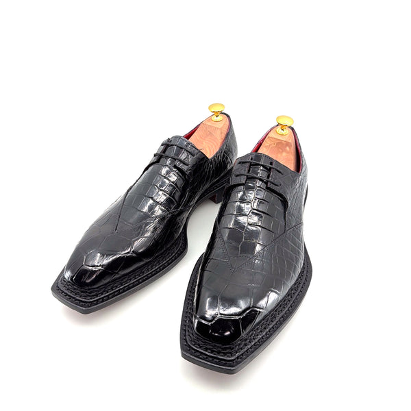 Maurice Legend Custom Made Alligator Lace-Up Shoe - Black