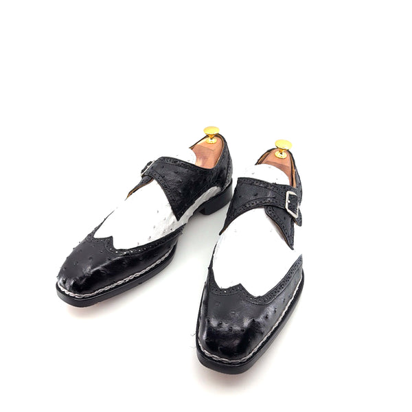Maurice Palm Desert Custom Made Ostrich Monkstrap - Black/White