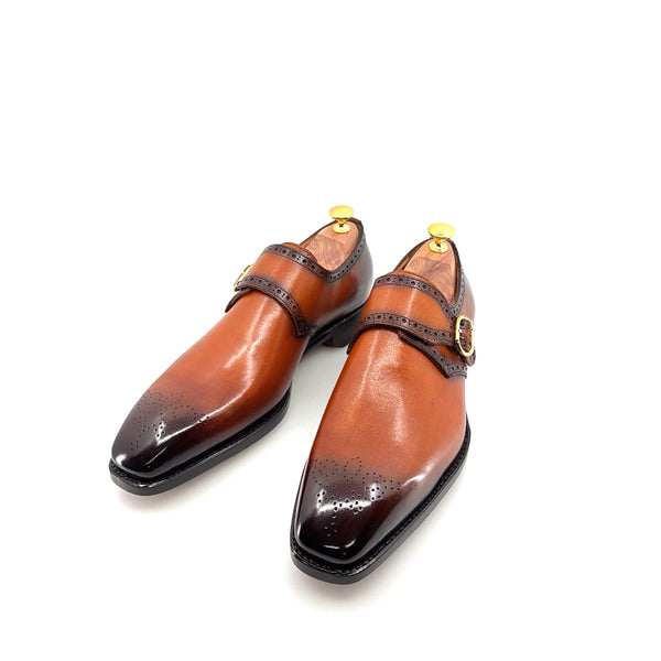 Ugo Vasare Monkstrap Calfskin Shoe - Cognac
