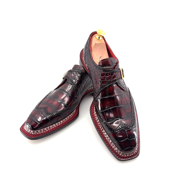 Maurice Custom Alligator Monkstrap Collab With Mr.Salvatore - Burgundy