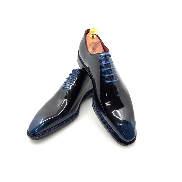 Ugo Vasare Jason Wholecut Patent Calfskin Oxford - Navy