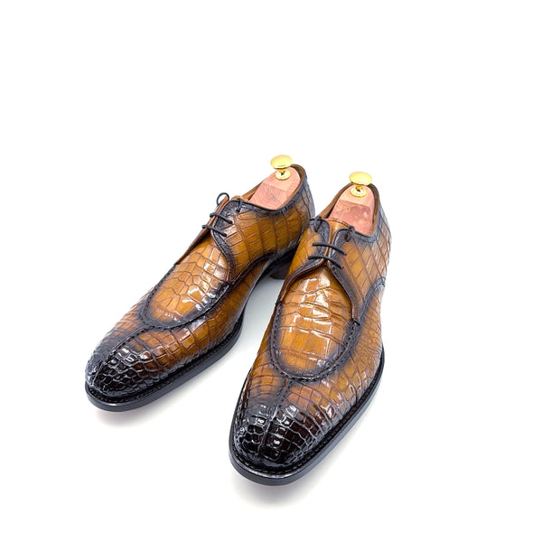 Ugo Vasare Alligator Lace-Up Oxford - Caramel
