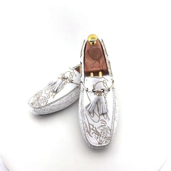 C Collection Graffiti Leather Driver - White