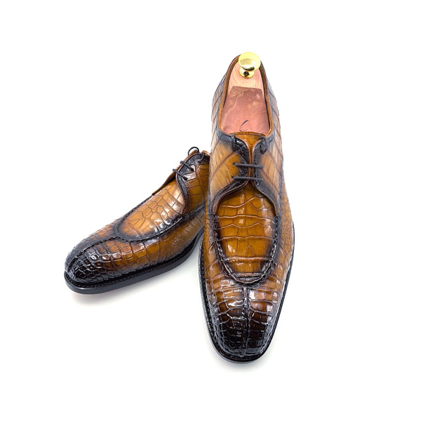 Ugo Vasare Alligator Lace-Up Oxford - Caramel
