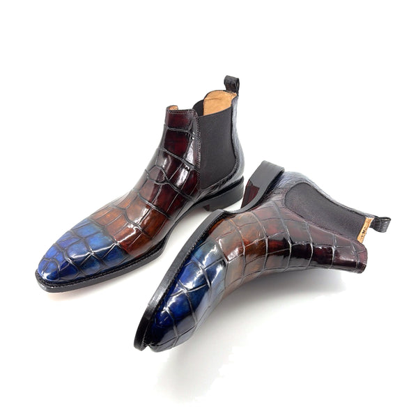 Maurice New York Custom Alligator Boot - Blue/Camel